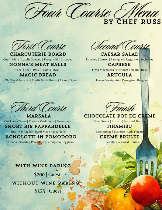 4 Course Menu Structure Products – Private Chef Services by Chef Russ
